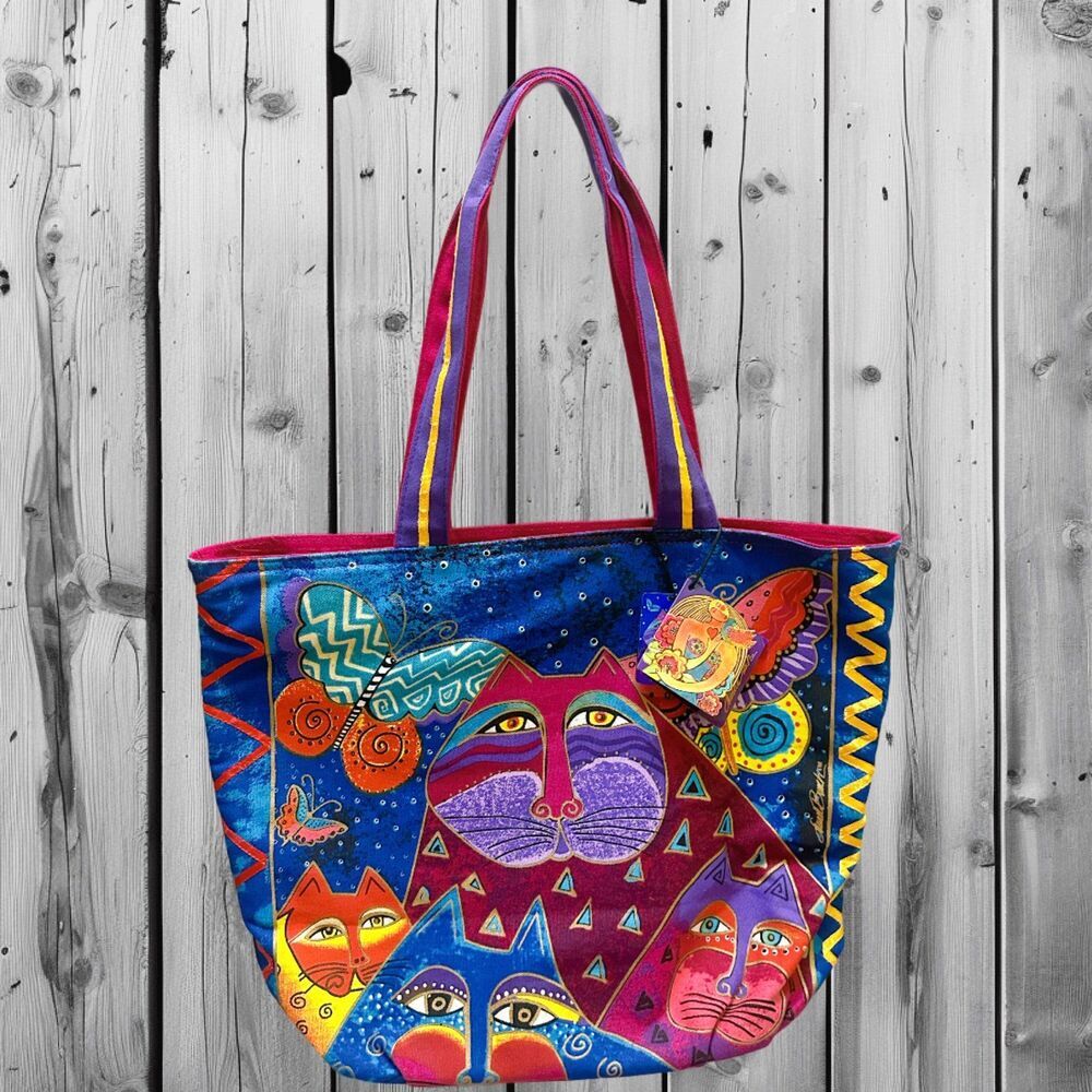 Laurel Burch Multicolor Cat Art Tote